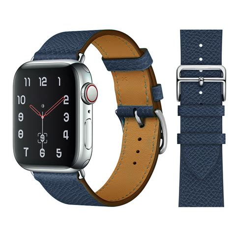 apple watch hermes leather blue strap|Hermes watch strap price.